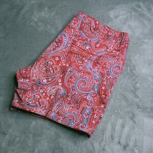 Bandolino Womens Amy Short Red Paisley Denim 16 High Rise Casual Summer Shorts